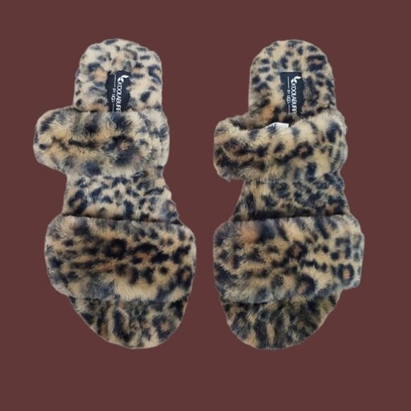 Koolaburra By Ugg Leopard Animal Print Fur Slippers Size 10 - Picture 1 of 10